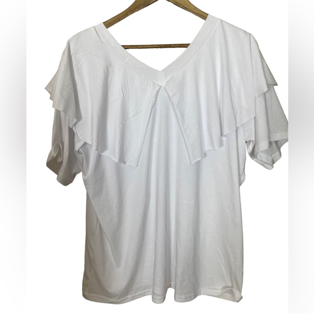 Frill Tee / One size ( it can wear US WOMAN Small, Medium, or Large size)